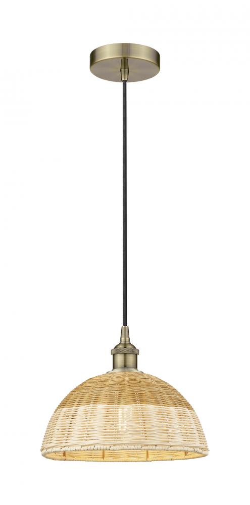 Natural Ballston Dome - 1 Light - 6 inch - Antique Brass - Cord hung - Mini Pendant