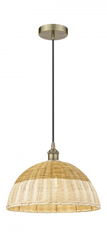 Natural Ballston Dome - 1 Light - 6 inch - Antique Brass - Cord hung - Mini Pendant