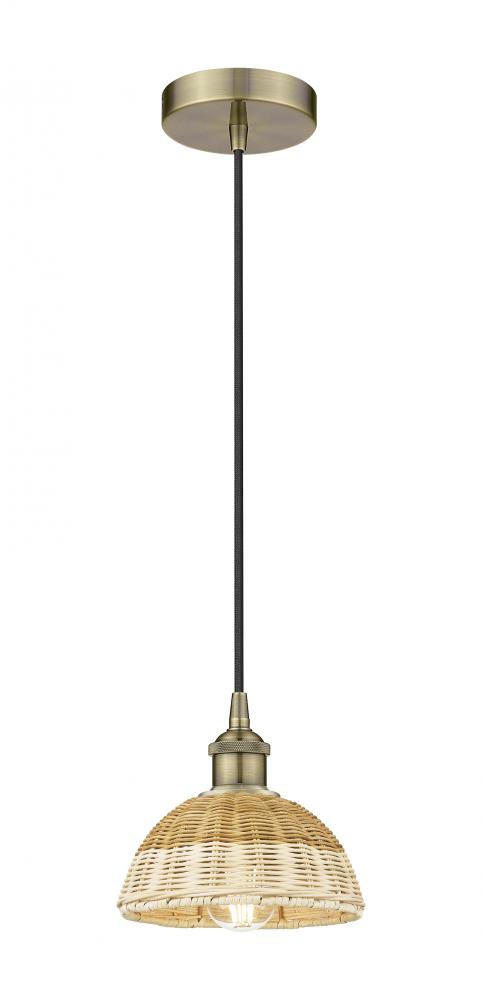 Natural Ballston Dome - 1 Light - 6 inch - Antique Brass - Cord hung - Mini Pendant