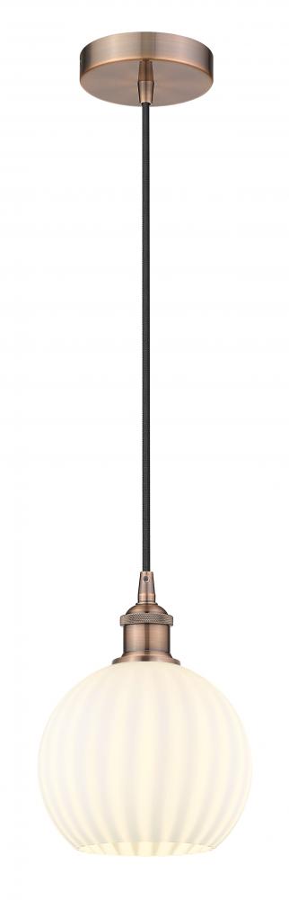 White Venetian - 1 Light - 8 inch - Antique Copper - Cord Hung - Mini Pendant