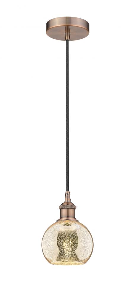 Athens - 1 Light - 6 inch - Antique Copper - Cord hung - Mini Pendant