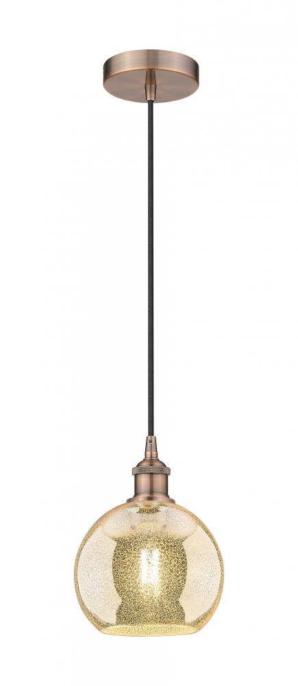 Athens - 1 Light - 8 inch - Antique Copper - Cord hung - Mini Pendant