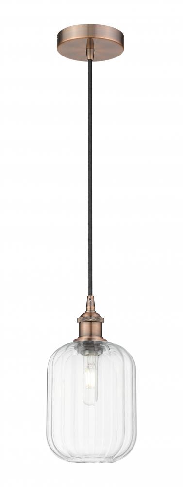 Preston Cylinder - 1 Light - 7 inch - Antique Copper - Cord hung - Mini Pendant