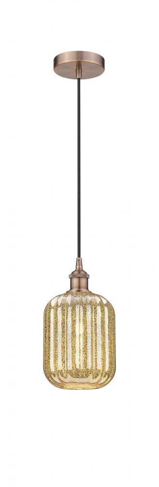 Preston Cylinder - 1 Light - 7 inch - Antique Copper - Cord hung - Mini Pendant