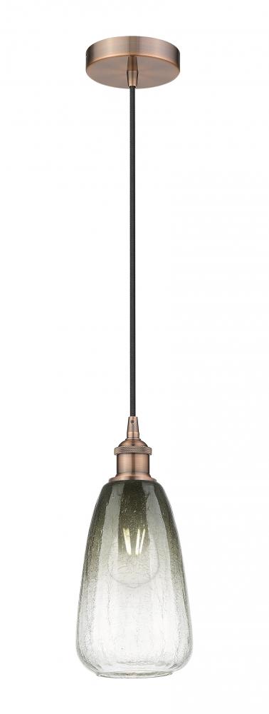 Brookhaven Almond - 1 Light - 6 inch - Antique Copper - Cord hung - Mini Pendant