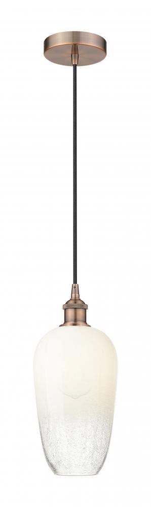 Brookhaven Flute - 1 Light - 7 inch - Antique Copper - Cord hung - Mini Pendant