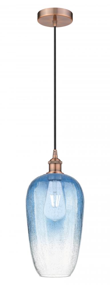 Brookhaven Flute - 1 Light - 7 inch - Antique Copper - Cord hung - Mini Pendant