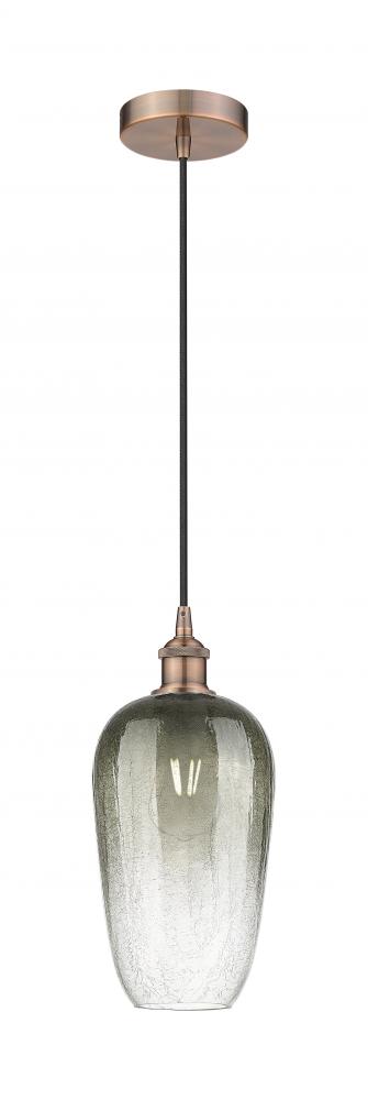 Brookhaven Flute - 1 Light - 7 inch - Antique Copper - Cord hung - Mini Pendant