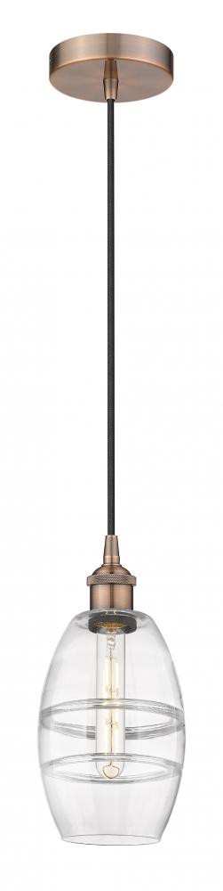 Vaz - 1 Light - 6 inch - Antique Copper - Cord hung - Mini Pendant
