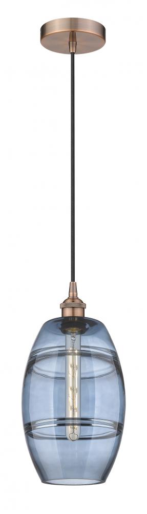 Vaz - 1 Light - 8 inch - Antique Copper - Cord hung - Mini Pendant