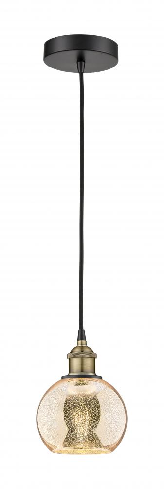 Athens - 1 Light - 6 inch - Black Antique Brass - Cord hung - Mini Pendant