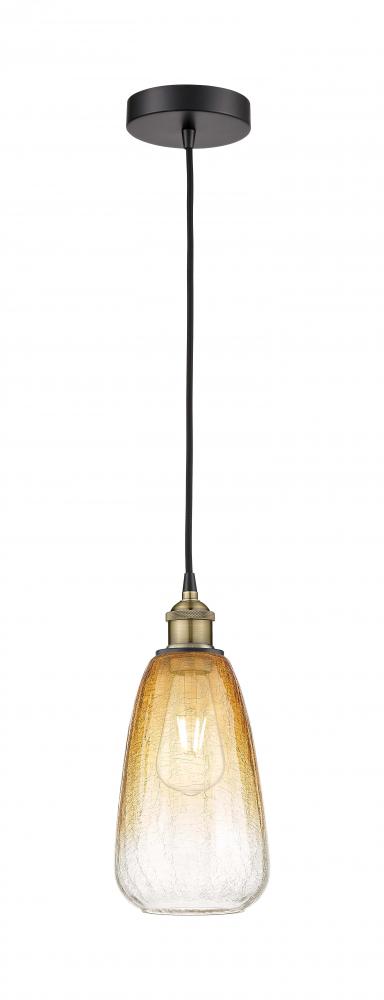Brookhaven Almond - 1 Light - 6 inch - Black Antique Brass - Cord hung - Mini Pendant