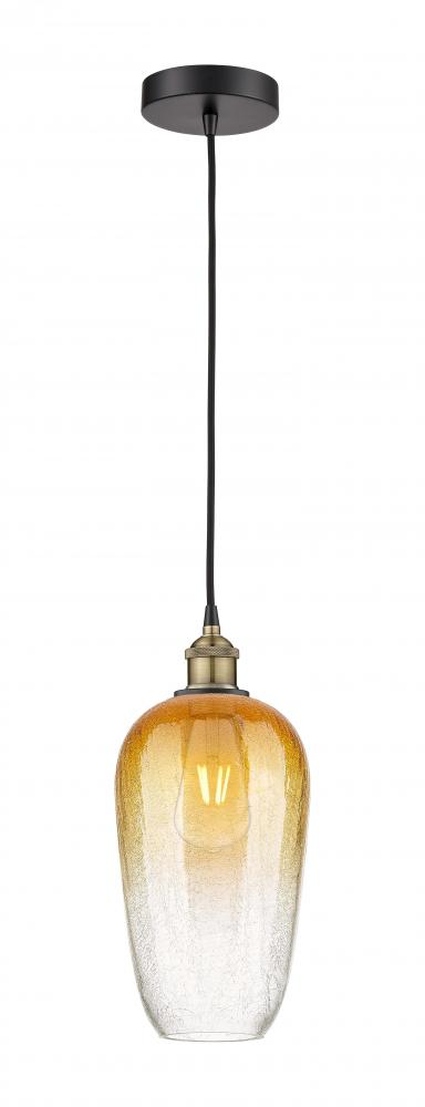 Brookhaven Flute - 1 Light - 7 inch - Black Antique Brass - Cord hung - Mini Pendant