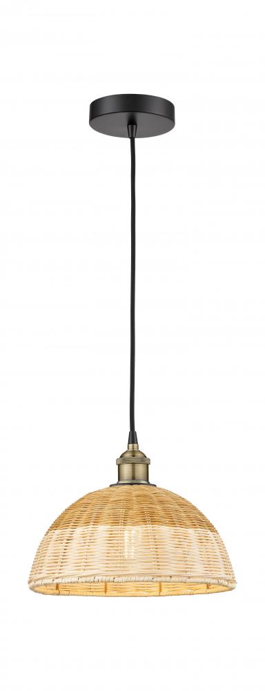 Natural Ballston Dome - 1 Light - 6 inch - Black Antique Brass - Cord hung - Mini Pendant