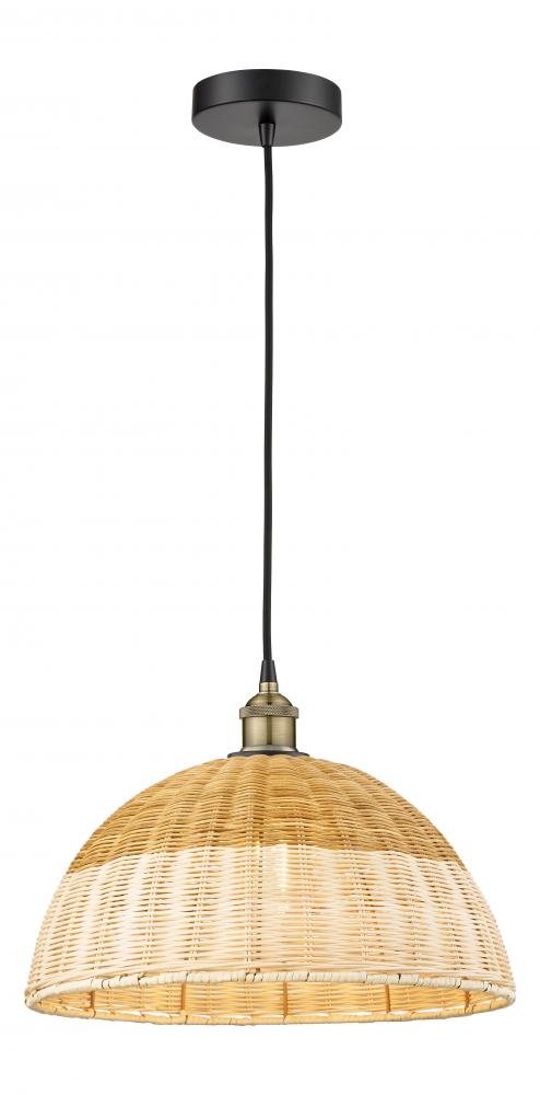 Natural Ballston Dome - 1 Light - 6 inch - Black Antique Brass - Cord hung - Mini Pendant
