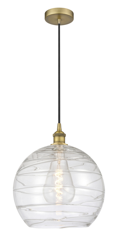 Athens Deco Swirl - 1 Light - 14 inch - Brushed Brass - Cord hung - Mini Pendant