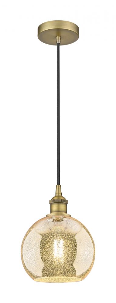 Athens - 1 Light - 8 inch - Brushed Brass - Cord hung - Mini Pendant