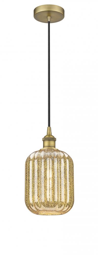 Preston Cylinder - 1 Light - 7 inch - Brushed Brass - Cord hung - Mini Pendant