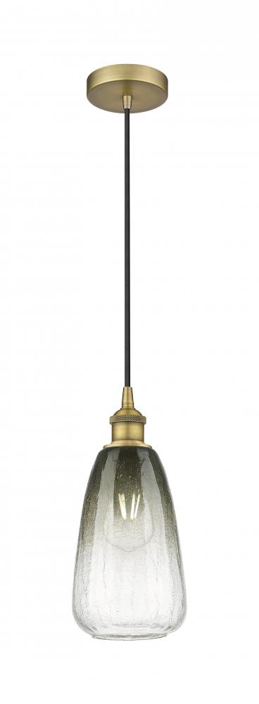 Brookhaven Almond - 1 Light - 6 inch - Brushed Brass - Cord hung - Mini Pendant