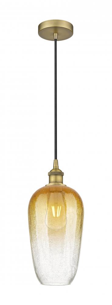 Brookhaven Flute - 1 Light - 7 inch - Brushed Brass - Cord hung - Mini Pendant