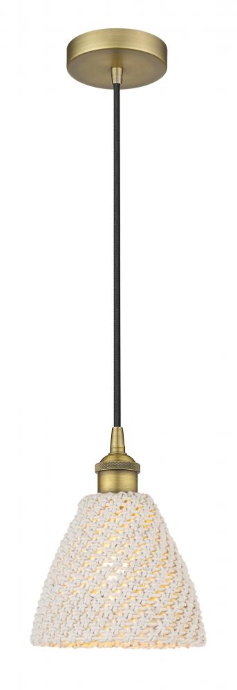Bristol Natural - 1 Light - 6 inch - Brushed Brass - Cord hung - Mini Pendant