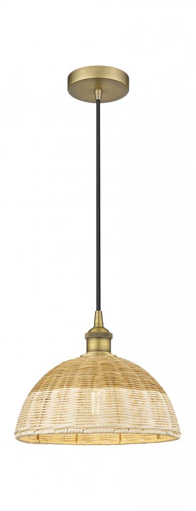 Natural Ballston Dome - 1 Light - 6 inch - Brushed Brass - Cord hung - Mini Pendant