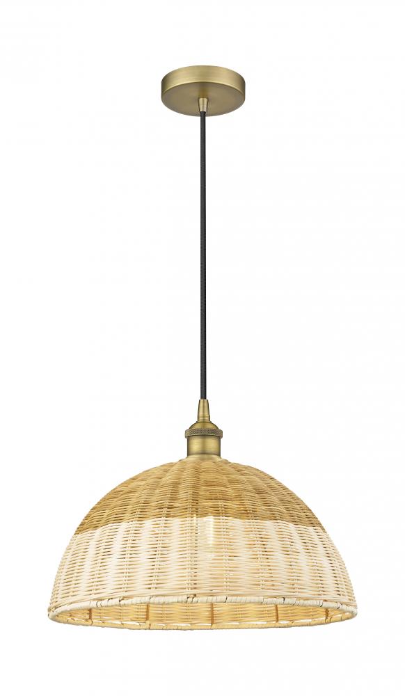 Natural Ballston Dome - 1 Light - 6 inch - Brushed Brass - Cord hung - Mini Pendant