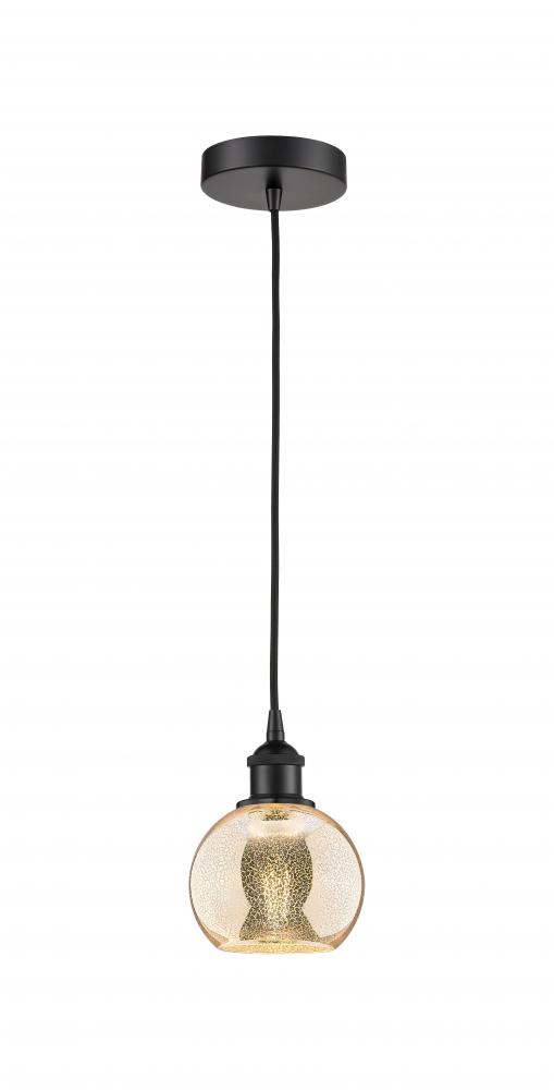 Athens - 1 Light - 6 inch - Matte Black - Cord hung - Mini Pendant
