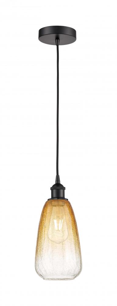 Brookhaven Almond - 1 Light - 6 inch - Matte Black - Cord hung - Mini Pendant