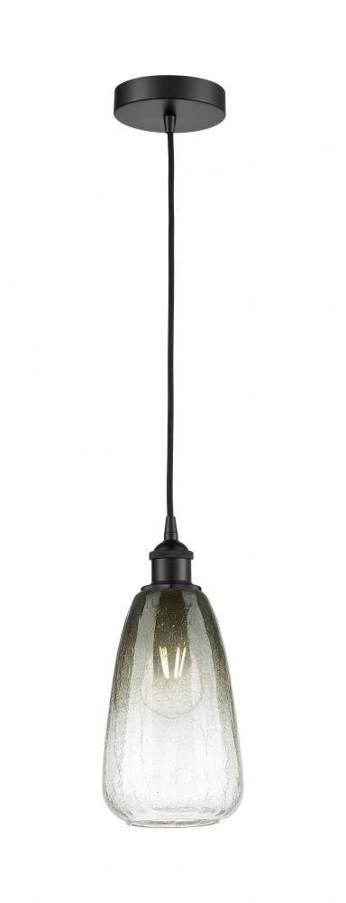 Brookhaven Almond - 1 Light - 6 inch - Matte Black - Cord hung - Mini Pendant