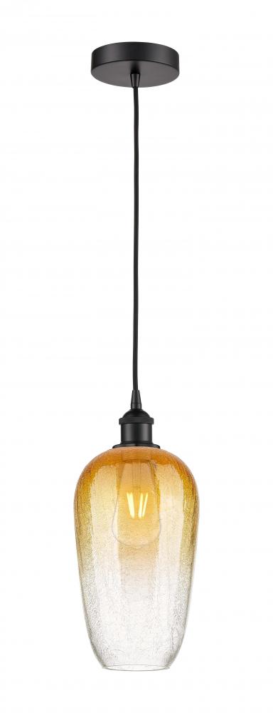 Brookhaven Flute - 1 Light - 7 inch - Matte Black - Cord hung - Mini Pendant