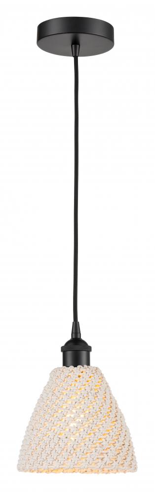 Bristol Natural - 1 Light - 6 inch - Matte Black - Cord hung - Mini Pendant