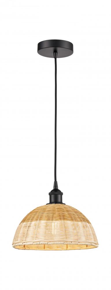 Natural Ballston Dome - 1 Light - 6 inch - Matte Black - Cord hung - Mini Pendant