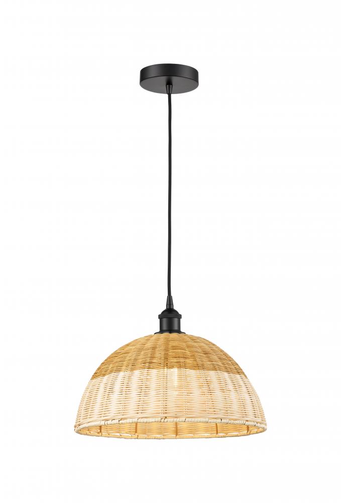 Natural Ballston Dome - 1 Light - 6 inch - Matte Black - Cord hung - Mini Pendant