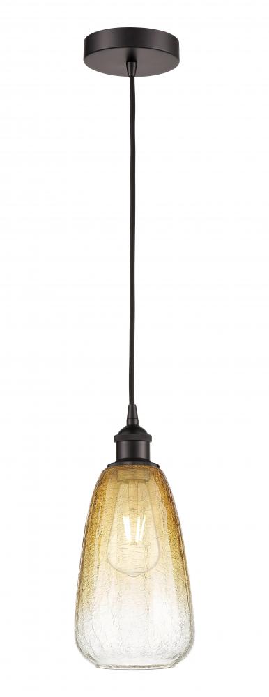 Brookhaven Almond - 1 Light - 6 inch - Oil Rubbed Bronze - Cord hung - Mini Pendant