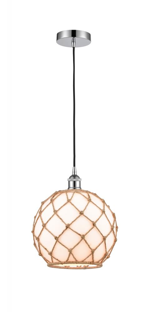 Farmhouse Rope - 1 Light - 10 inch - Polished Chrome - Cord hung - Mini Pendant