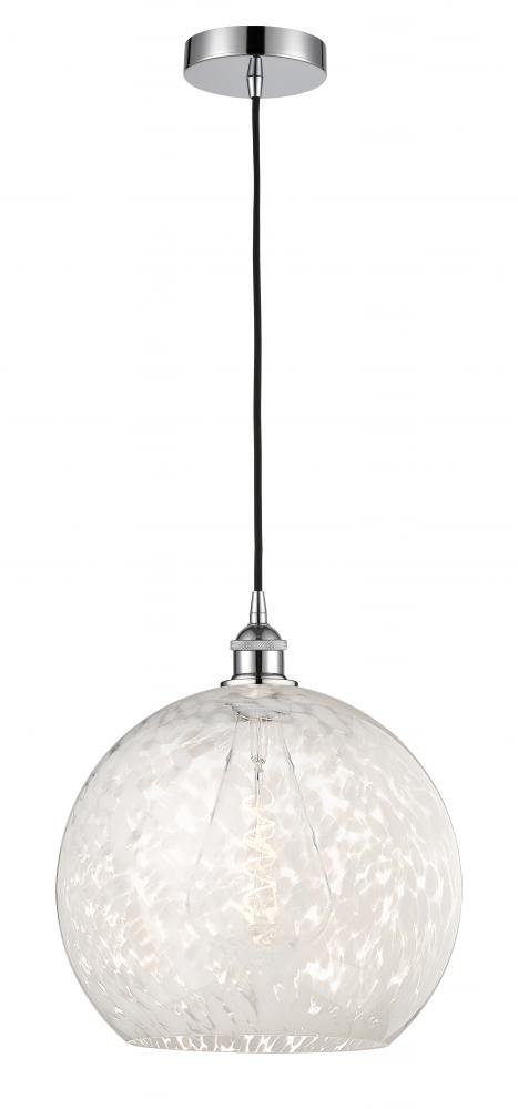 White Mouchette - 1 Light - 14 inch - Polished Chrome - Cord Hung - Pendant