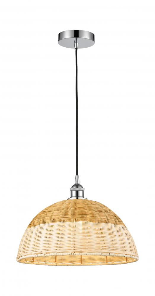 Natural Ballston Dome - 1 Light - 6 inch - Polished Chrome - Cord hung - Mini Pendant
