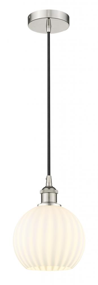 White Venetian - 1 Light - 8 inch - Polished Nickel - Cord Hung - Mini Pendant
