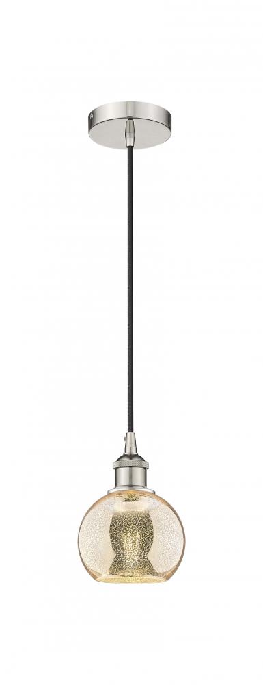 Athens - 1 Light - 6 inch - Polished Nickel - Cord hung - Mini Pendant