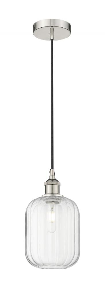 Preston Cylinder - 1 Light - 7 inch - Polished Nickel - Cord hung - Mini Pendant