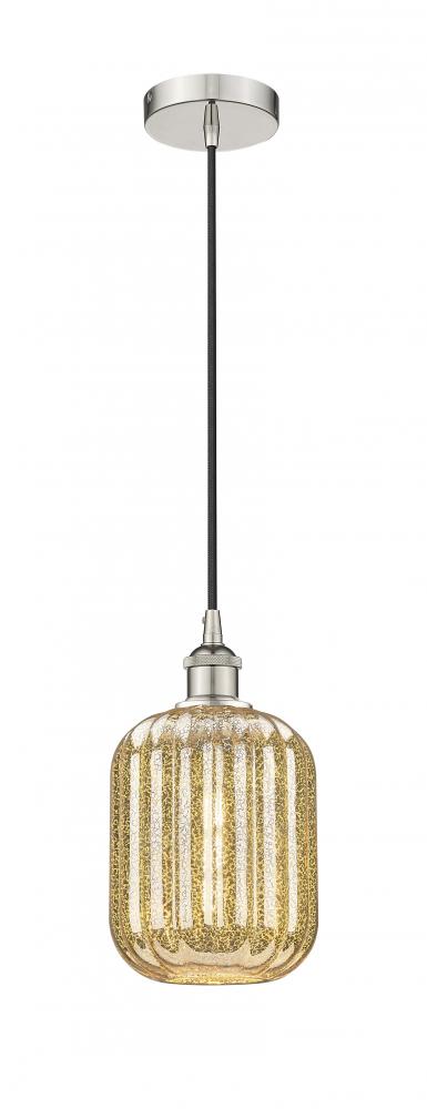 Preston Cylinder - 1 Light - 7 inch - Polished Nickel - Cord hung - Mini Pendant