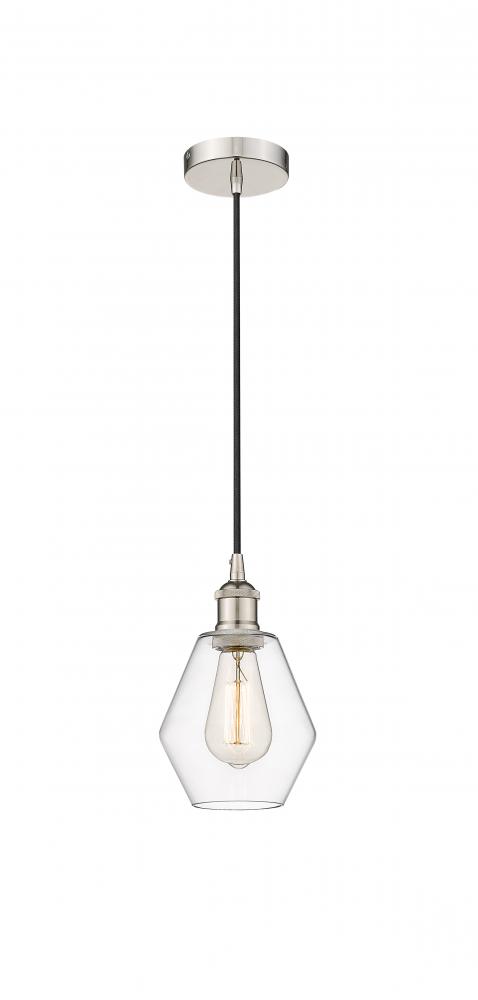 Cindyrella - 1 Light - 6 inch - Polished Nickel - Cord hung - Mini Pendant