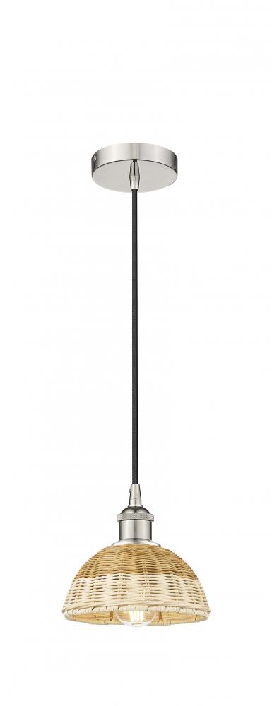 Natural Ballston Dome - 1 Light - 6 inch - Polished Nickel - Cord hung - Mini Pendant