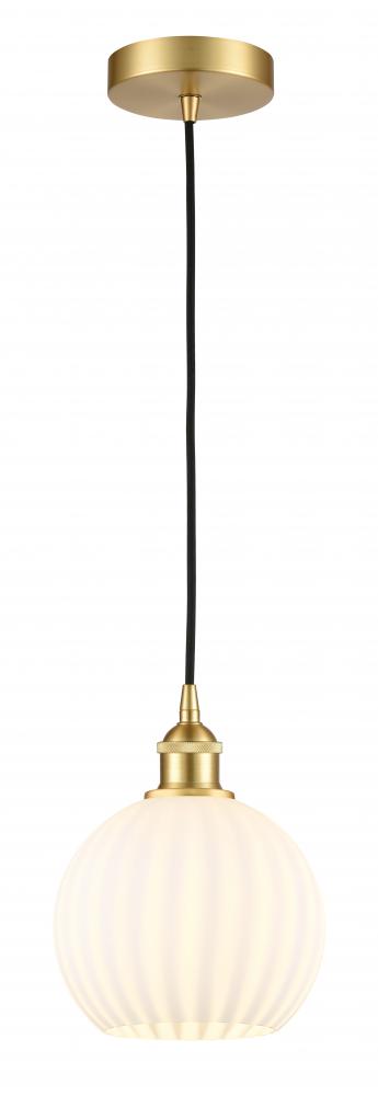 White Venetian - 1 Light - 8 inch - Satin Gold - Cord Hung - Mini Pendant
