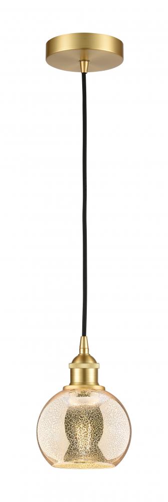 Athens - 1 Light - 6 inch - Satin Gold - Cord hung - Mini Pendant