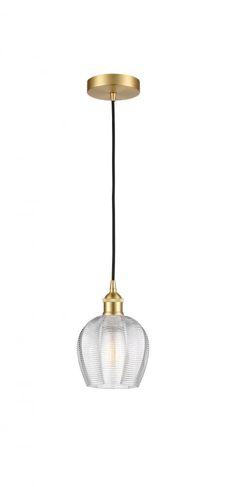 Norfolk - 1 Light - 6 inch - Satin Gold - Cord hung - Mini Pendant