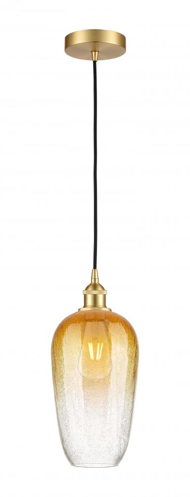 Brookhaven Flute - 1 Light - 7 inch - Satin Gold - Cord hung - Mini Pendant