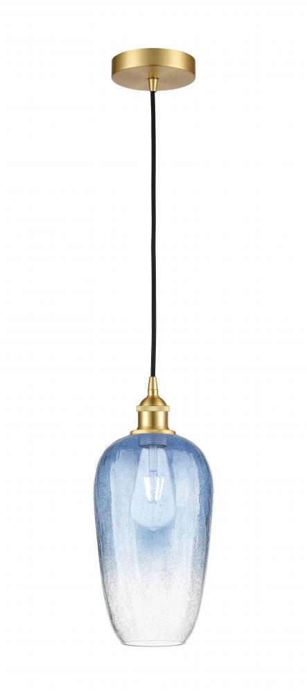 Brookhaven Flute - 1 Light - 7 inch - Satin Gold - Cord hung - Mini Pendant