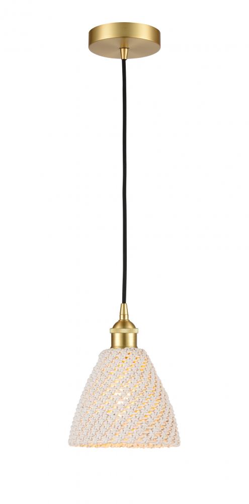 Bristol Natural - 1 Light - 6 inch - Satin Gold - Cord hung - Mini Pendant